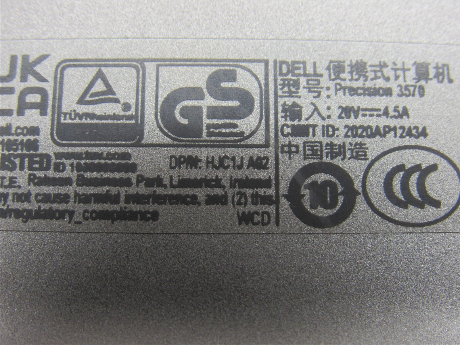 Dell Precision 3570 15.6" Screen, Palmrest, & Keyboard Complete Assembly Silver