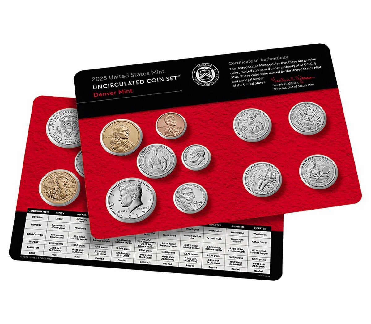 2025 US Mint Uncirculated Set - 20 Coins P & D - Sealed Box - 25RJ