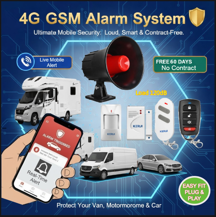 RV-Camper-Van-Car Alarm Security System Wireless Motion Sensor Mobile Live Alert