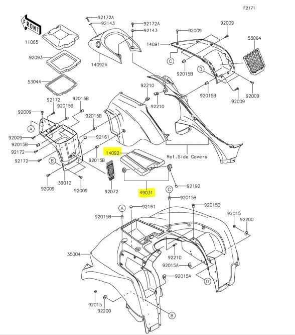 NEW 2012 - 2023 GENUINE KAWASAKI BRUTE FORCE 750 STORAGE BOX COVER & LATCH