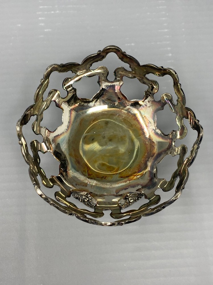 Godinger Silver Art Company Candy Dish Metalware Silver Plated Open Cut Out Vtg