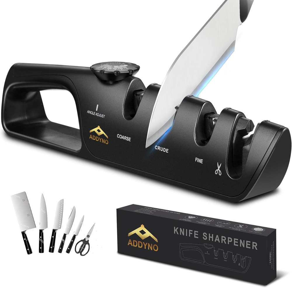 4In1 Knife Sharpener with Angle Guide, Adjustable Edge,3Stage Coarse�Sharpen�...