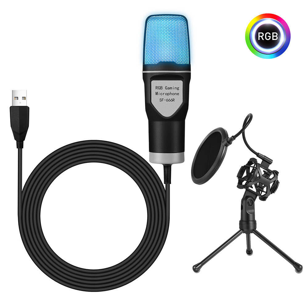 Desktop Condenser Microphone Mic Kit Broadcasting Studio Recording for PC Laptop