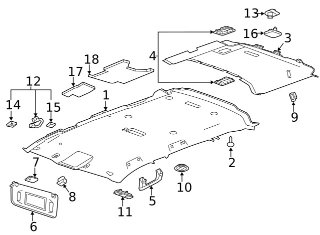 Genuine GM Headlining Trim Panel Retainer 11547171