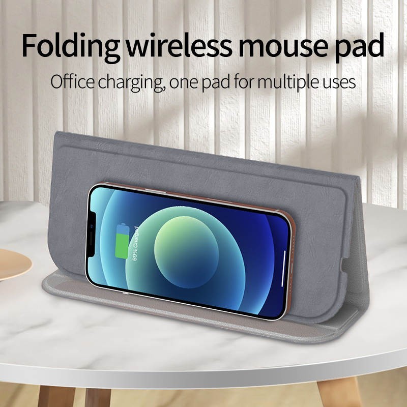 Wireless Charging iPhone and Android Folding Mouse Pad & Stand, 15W Charging