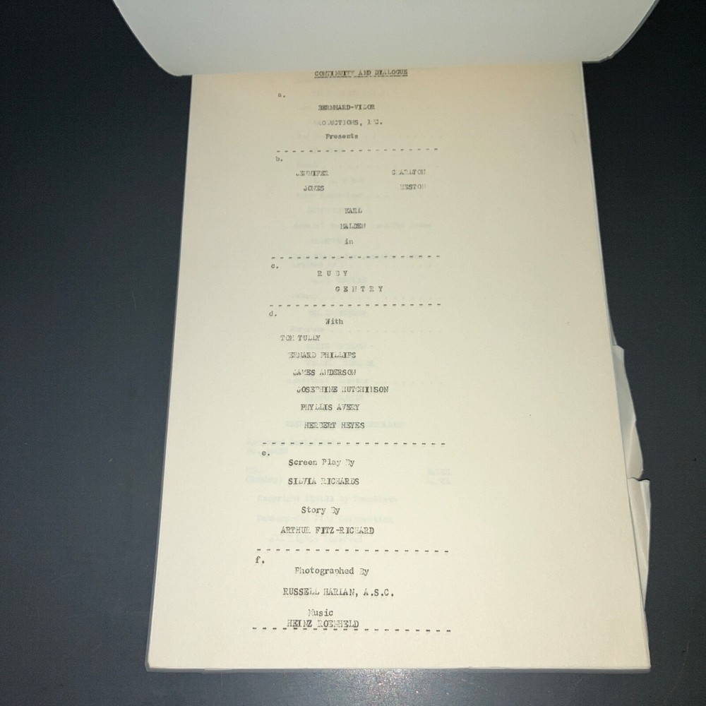 RUBY GENTRY (1952) King Vidor Dialogue & Continuity Scripts+SELZNICK COPIES+COA!