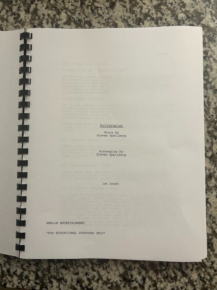 Poltergeist Horror Movie Script Reprint Full Screenplay Script