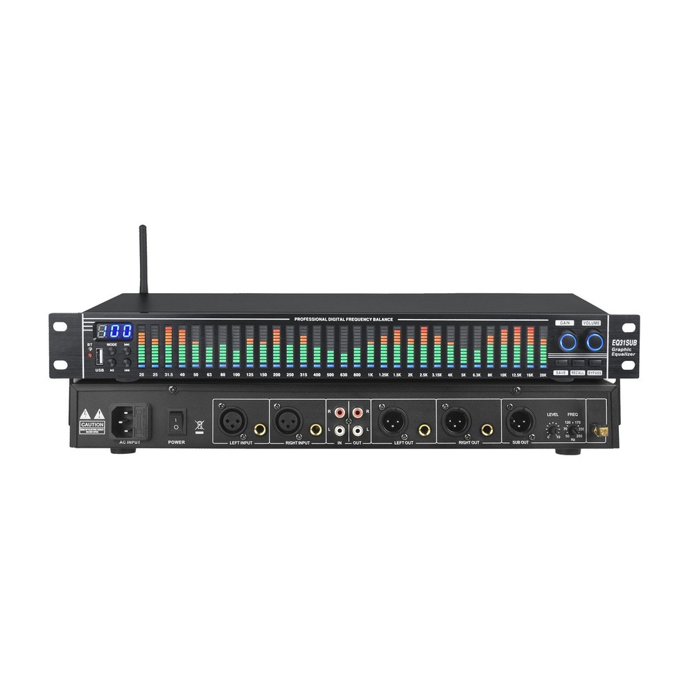 EQ31SUB Digital Equalizer 31-Stage Tuner Stage Noise Reduction Audio Processor