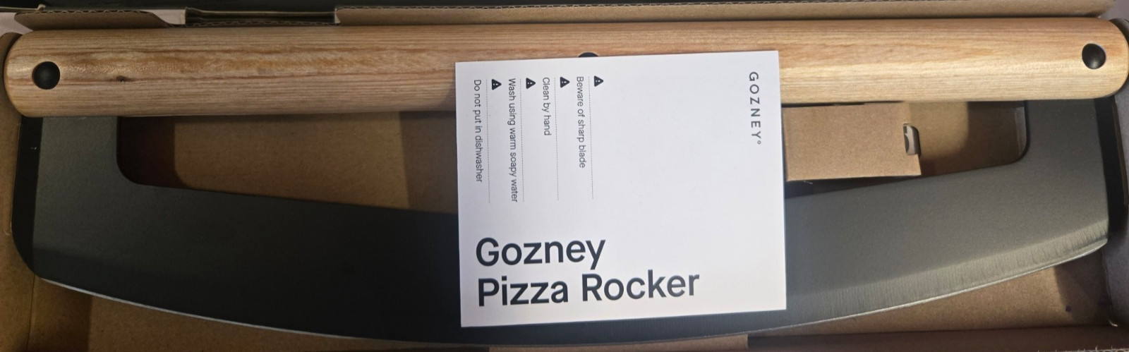 Gozney Pizza Rocker Stainless Steel & Wood Pizza Rocker Cutter AD1597 NEW IN BOX