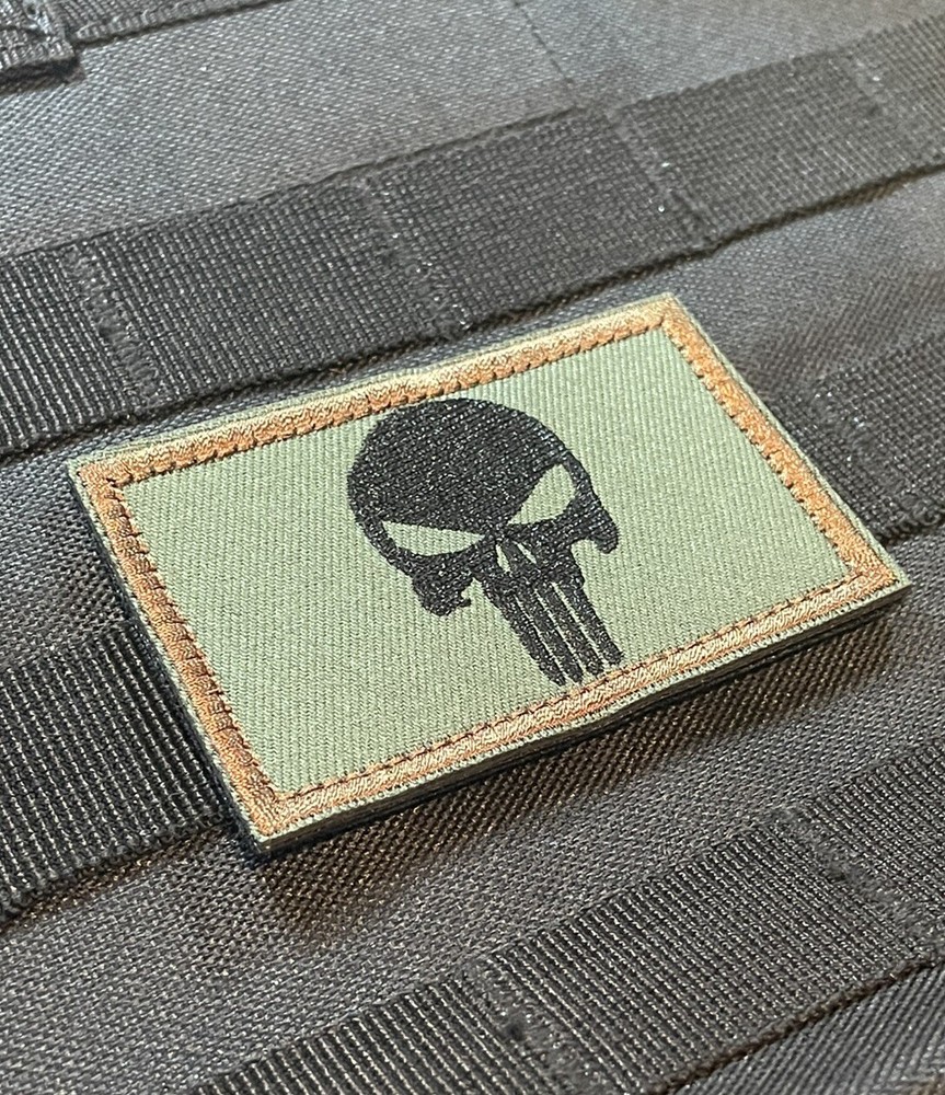 Punisher Skull Tactical Morale Patch Hook Loop Morale Badge Green