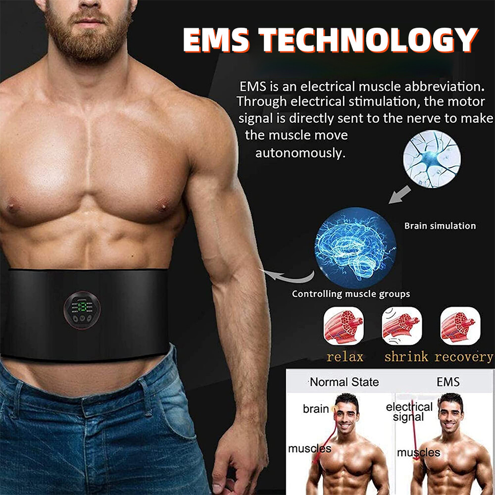 43"-59" EMS Abdominal ABS Muscle Stimulater Training Toner Fitness Workout Belt