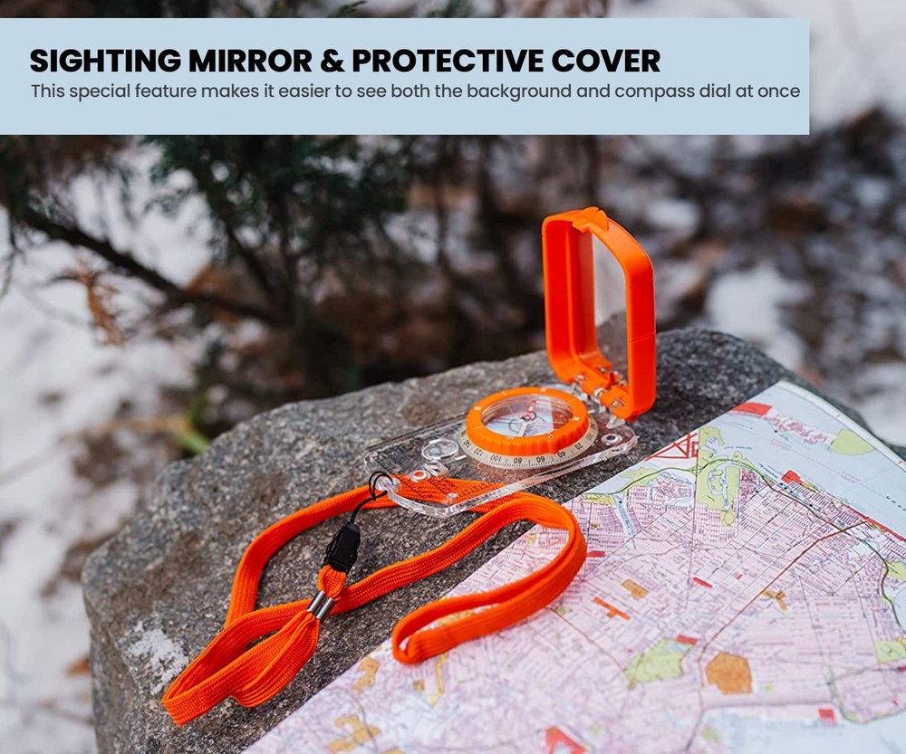 Sighting Compass Mirror Adjustable Declination - Boy Scout Compass Survival C...