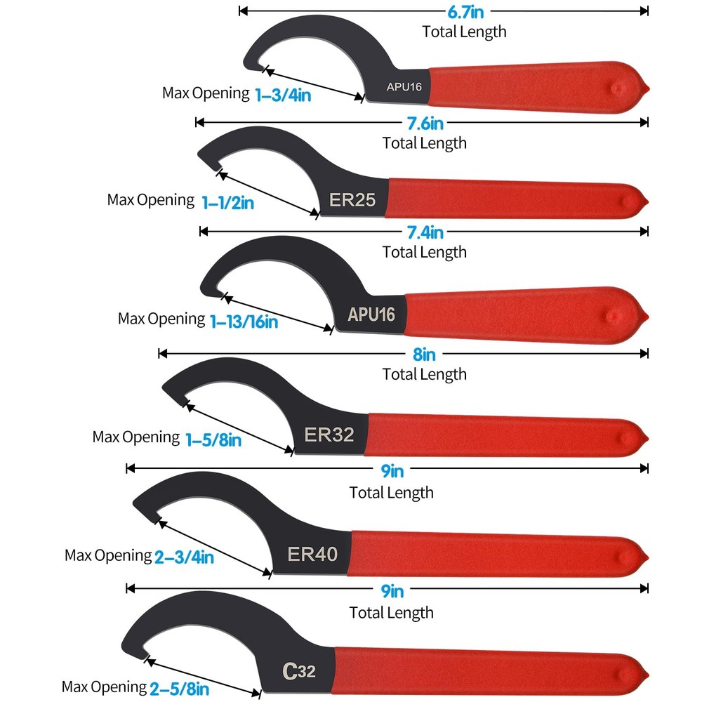 Mdvora 6pcs Coilover Spanner Wrench Set C-Shape Shock Spanner Hook Wrench Too...