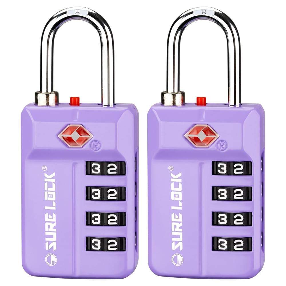 TSA-Approved 4-Digit Resettable Combination Luggage Lock with Open Alert, Eas...
