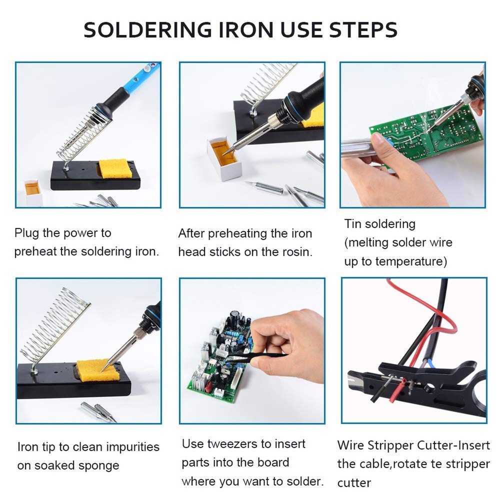 Soldering Iron, Soldering Iron Kit Electronics, 60W Adjustable Temperature We...