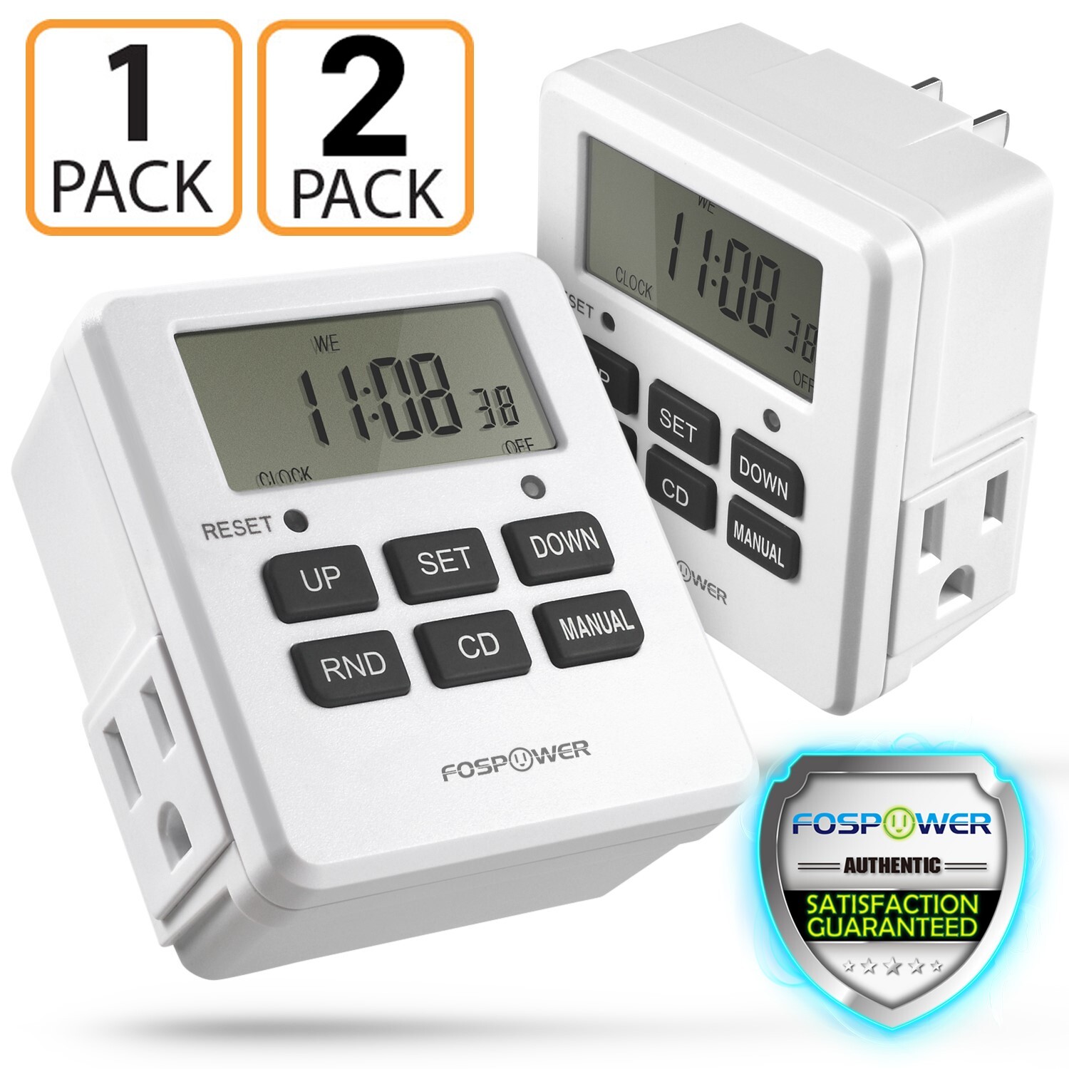 7 Day Digital LCD Electric Programmable Dual Outlet Plug In Clock Timer Switch