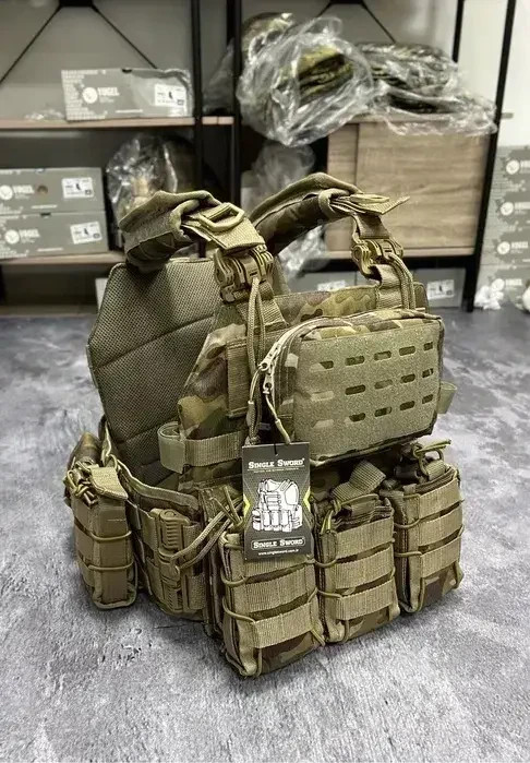 Single Sword Multicam Plate Carrier with Double Quick Release, Tactical Mult💛💙