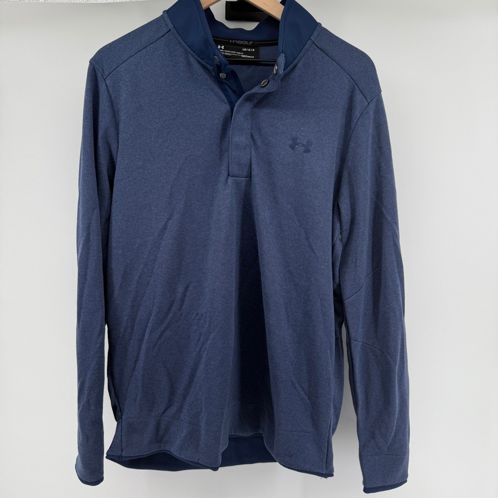 Under Armour Golf ¼ Zip Pullover Blue Long Sleeve Performance Shirt Men's Large