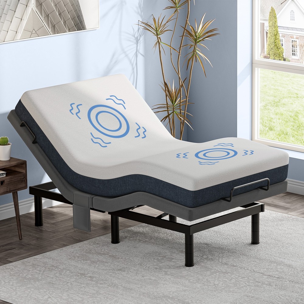 Split King Electirc Adjustable Bed Frame Base With Massage Remote USB Twin XL