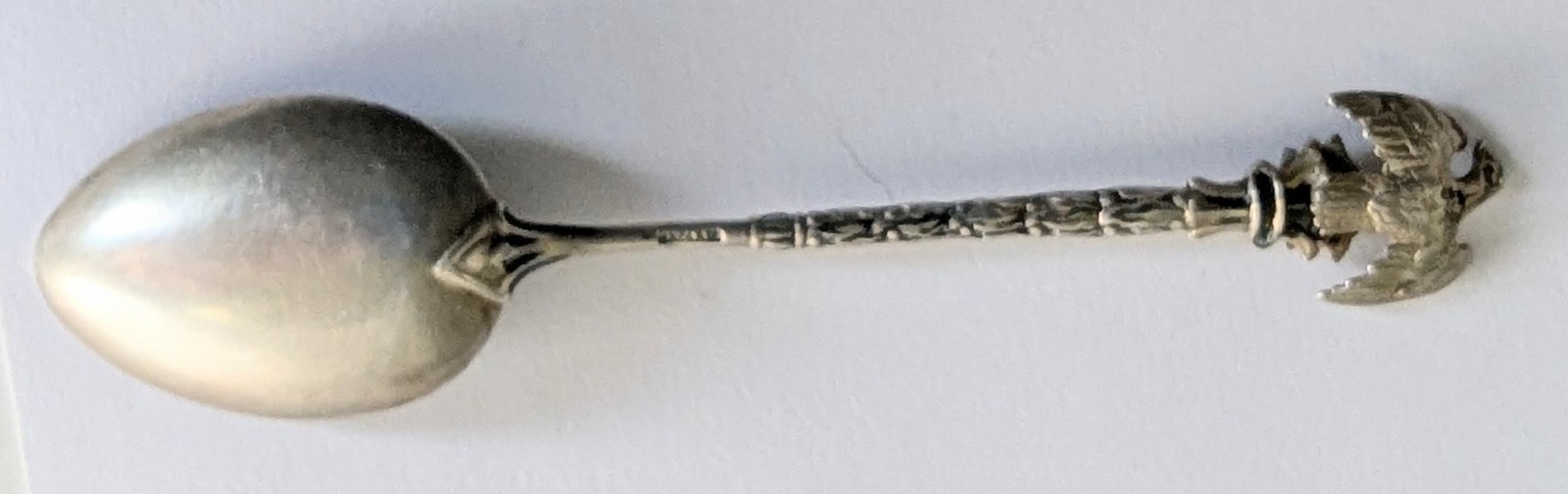 Antique 800 Silver Enamel Queen Spoon Eagle Top Josephine Signed 4.75" Tall