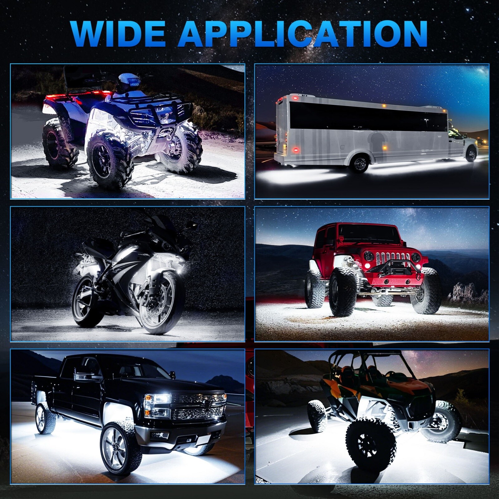 24 Pods Pure White LED Rock Lights Offroad Under Car Truck Underbody Lights Kits