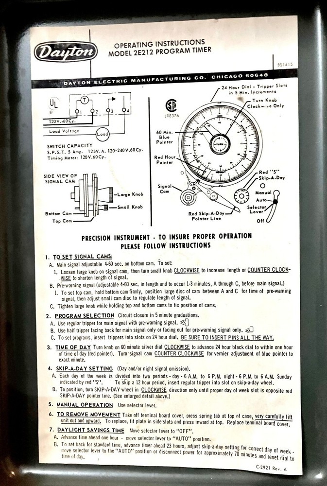 Dayton 2E212 Program Timer Untested
