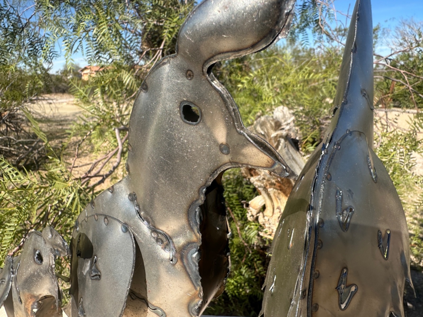 Handcrafted Rustic Metal Quail Yard Art