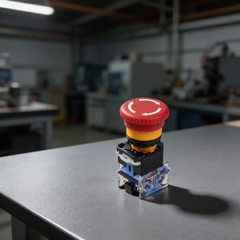 Mushroom Head Stop Button Switch 22mm NO Red Compatible with 660V Voltage