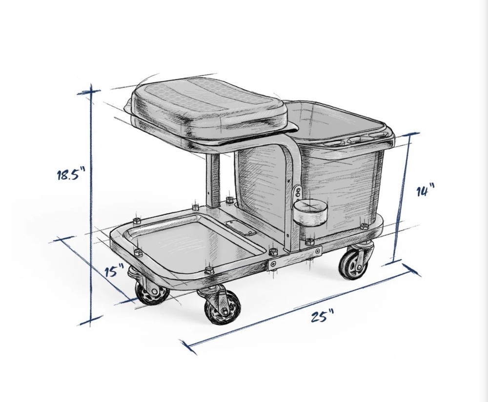 Rolling Car Wash Stool with Bucket