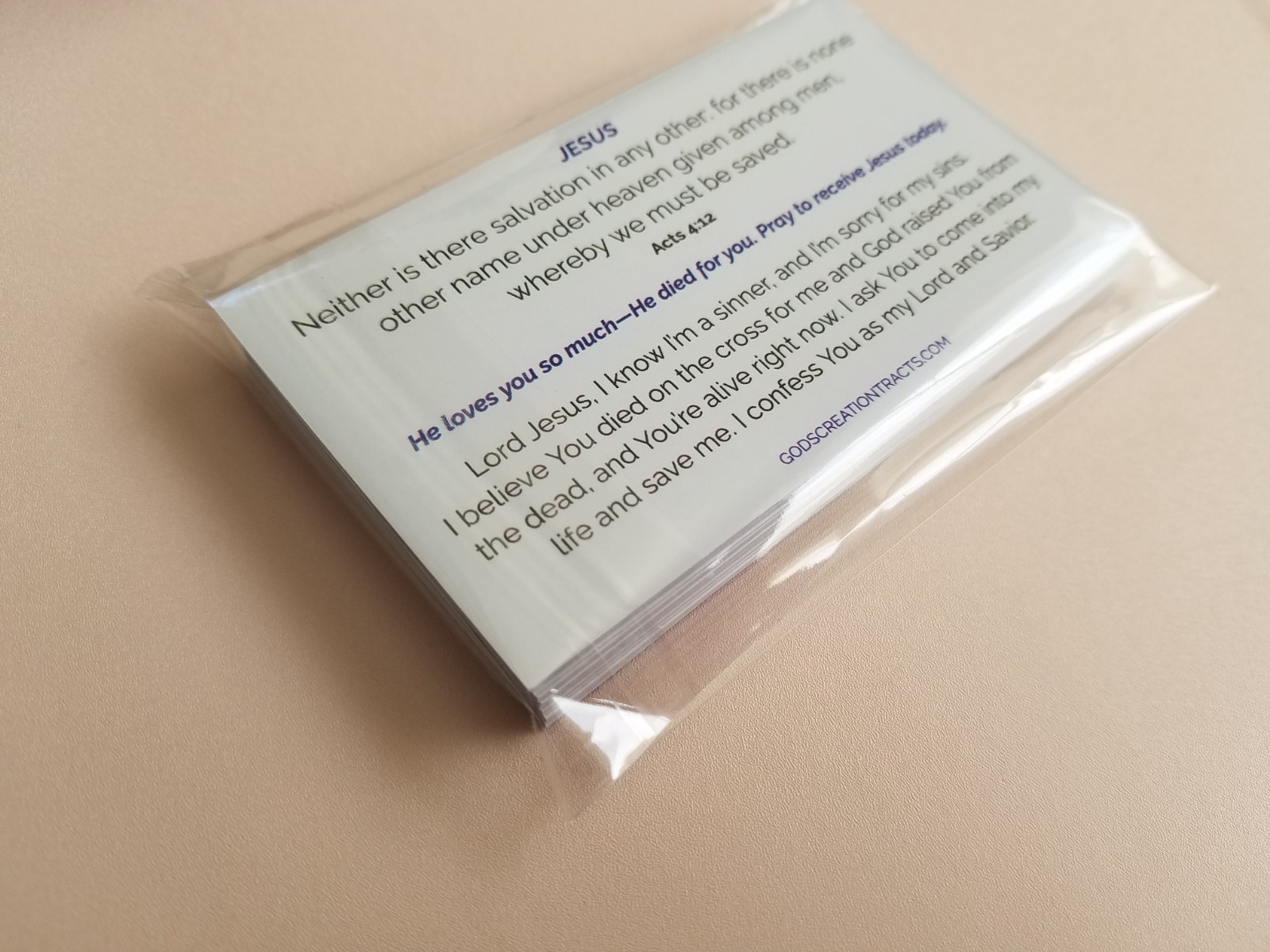Jesus Gospel Tracts – 50 Salvation Cards (Acts 4:12, 2-Pack) – Evangelism – Free