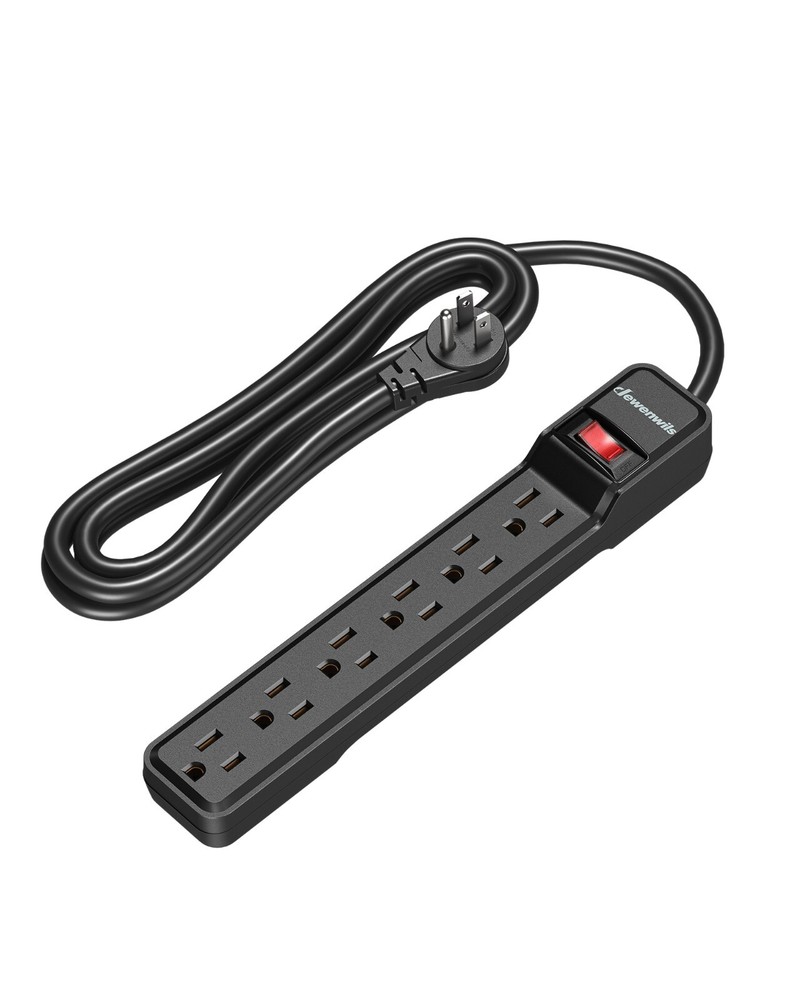 DEWENWILS 10FT Power Strip Surge Protector 6 Outlets Flat Plug UL Listed