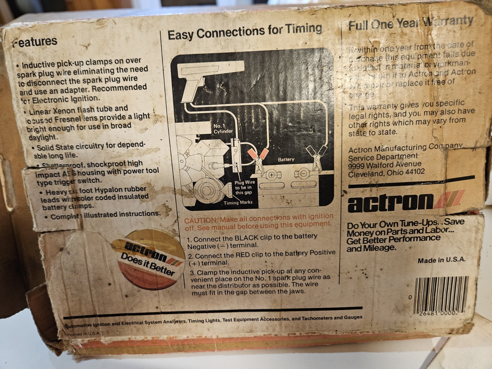 Actron L-200 D.C. Power Clamp-On Timing Light USA Engine Motor Gauge Mark 1980’s