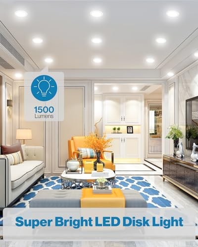 Sunco 6 Inch Disk Lights LED, Flush Mount Disc Recessed Ceiling Can 12 Pack