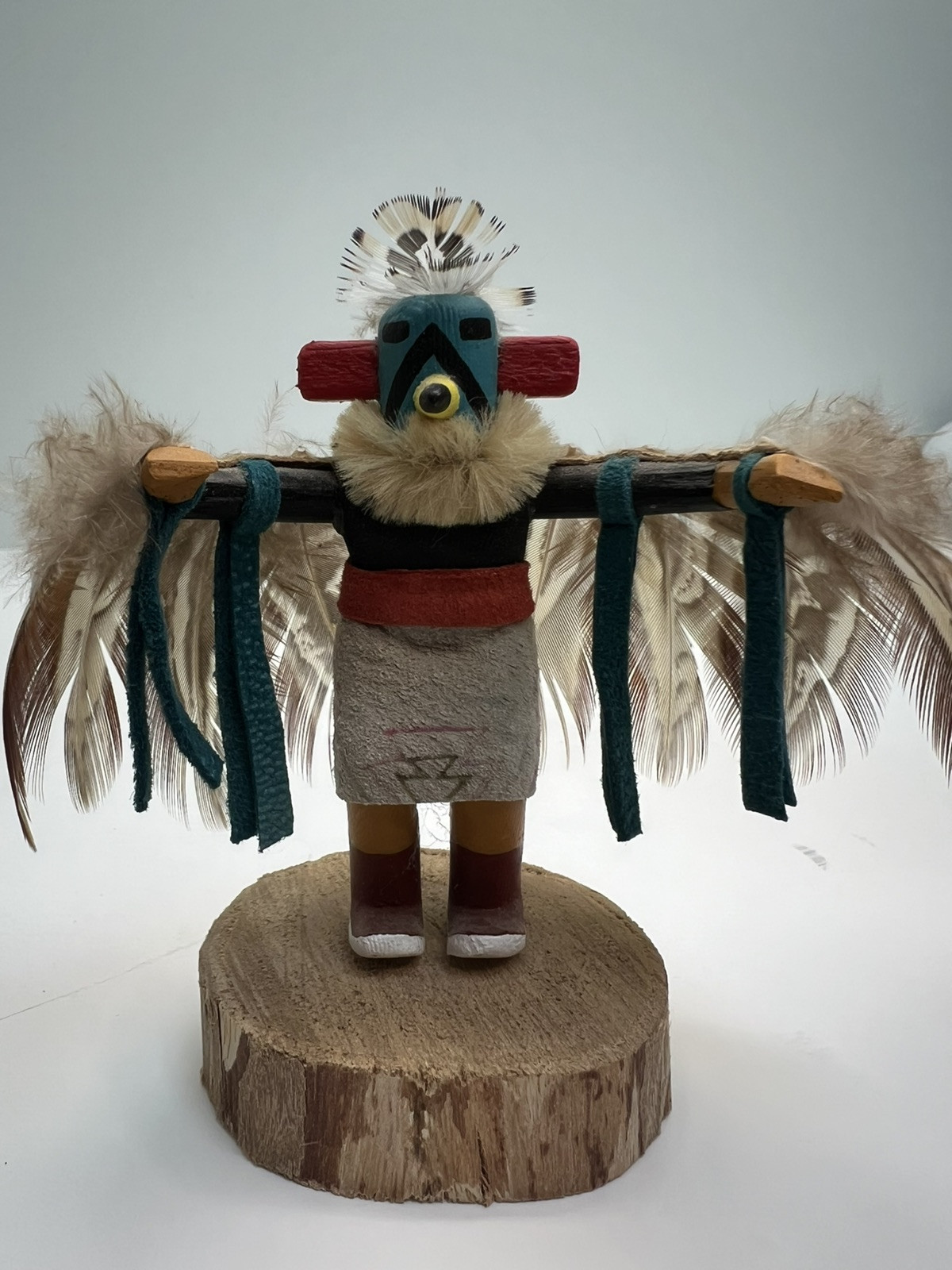 Native American Eagle Dancer VTG Kachina 4”  Figurine Signed Lee  Feathers