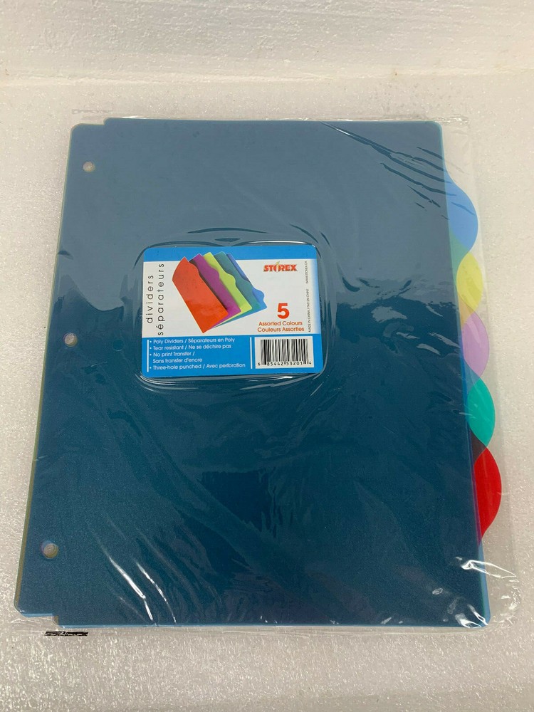 Storex Poly Plastic Write On 5 Tab Index Dividers 2 Sets Model 565191