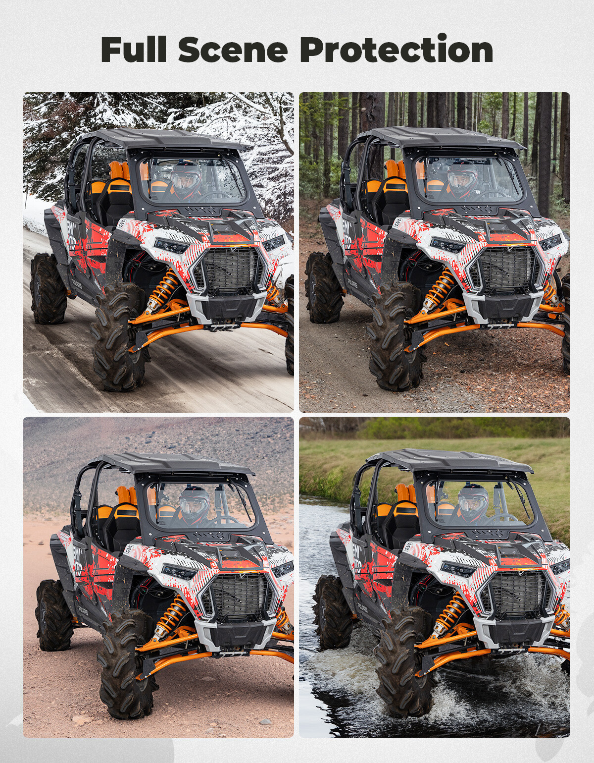 For RZR XP 1000/4 2019-2023 Glass Windshield W/ Sliding Vents+Dual Manual Wipers