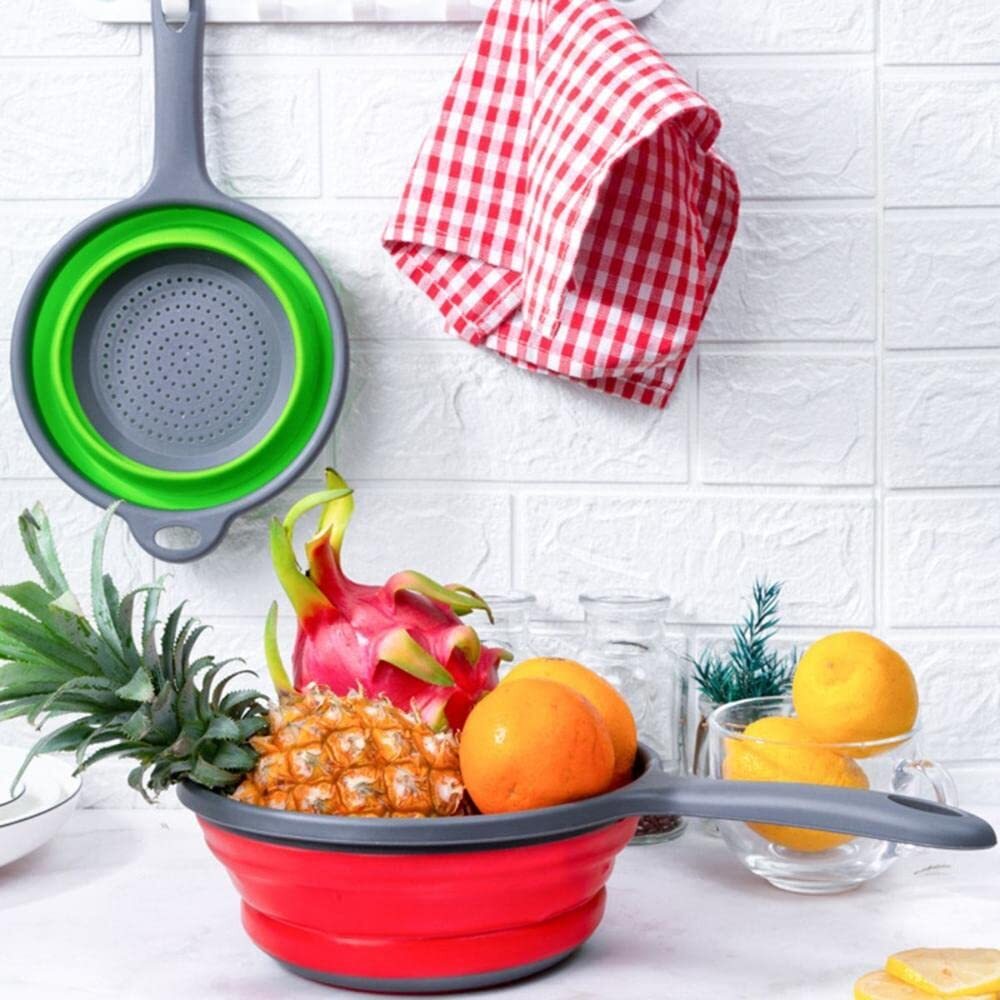 Foldable Space-Saving Silicone Colander Strainer Colander Dish Drainer Draini...