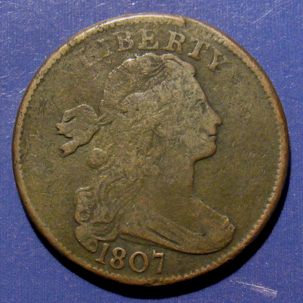 1807 DRAPED BUST LARGE CENT, VG ~ LESS COMMON DATE, BETTER ORIGINAL EXAMPLE