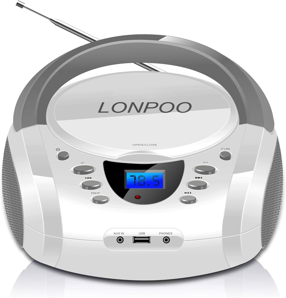 Multi-Function Portable Boombox with CD, USB, FM Radio & Bluetooth Connectivity