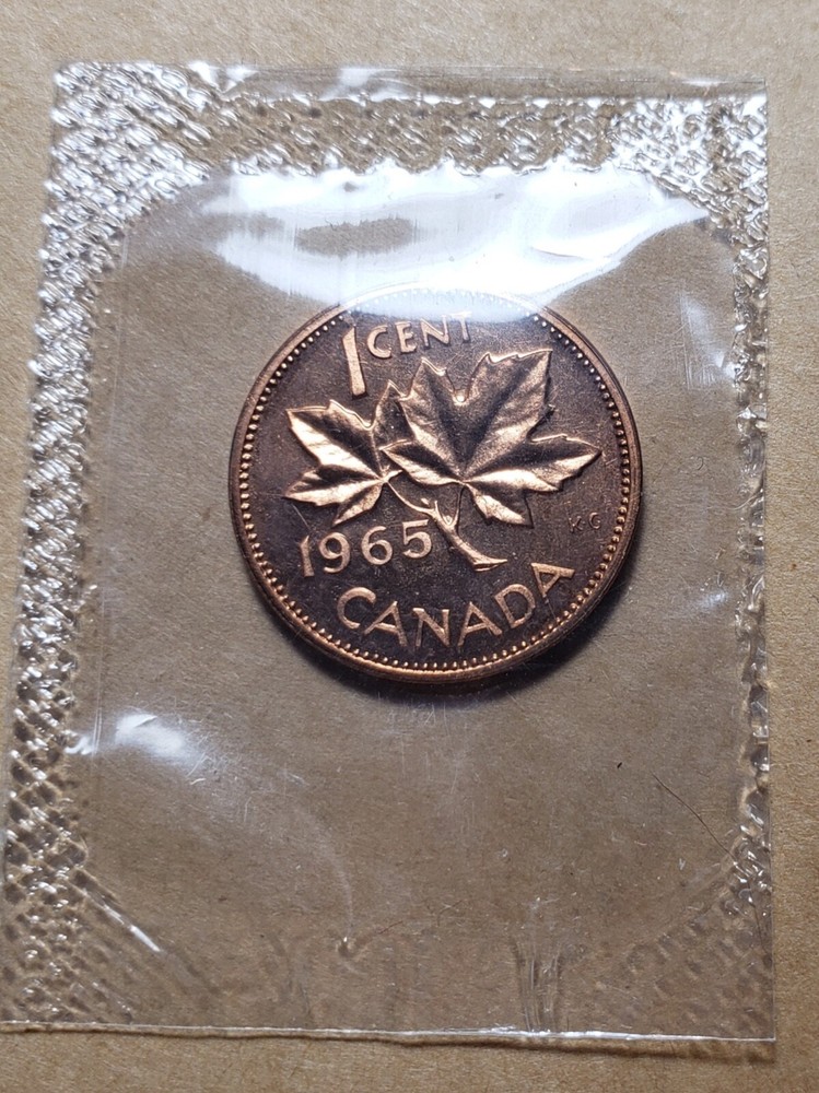 1965 Canada Proof Like 1 Cent Mint Sealed Toning