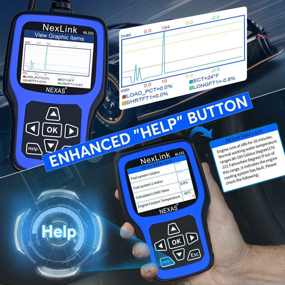 NEXAS NL101 OBD2 Scanner Auto OBD2 Diagnostic Tool Professional Engine Check