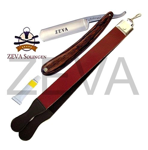 Barber Cut Throat Straight Edge Razor Sharpening Strop Strap & Dovo Paste