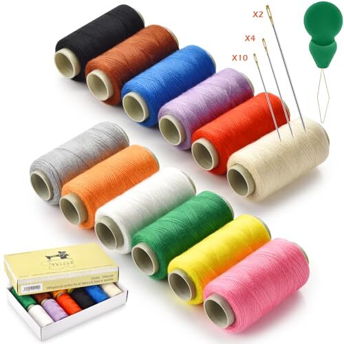 12 Color Sewing Thread, 350 Yards Per Thread Spools, Prewound Bobbins Sewing