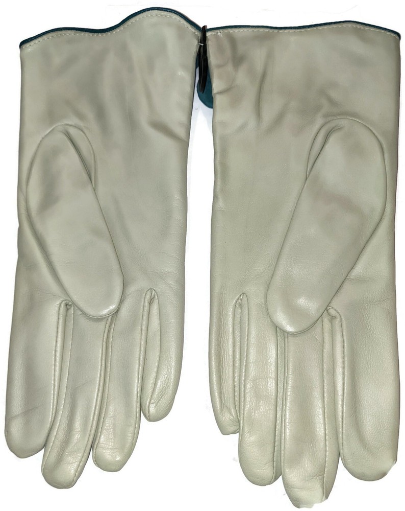 Women's Leather Floral Design Gloves, Apple, Size- Medium