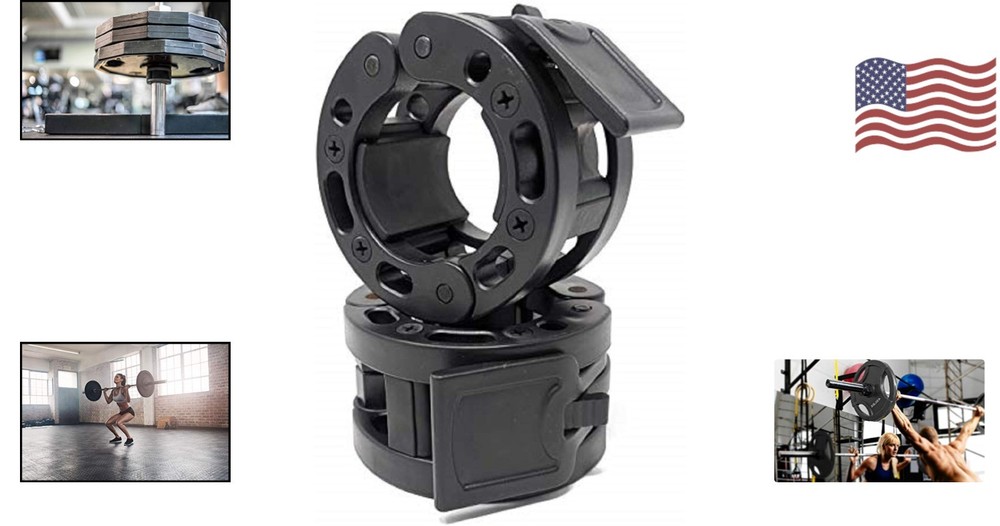 Black Olympic Barbell Collars - Durable Clips for Easy Weightlifting Adjustments