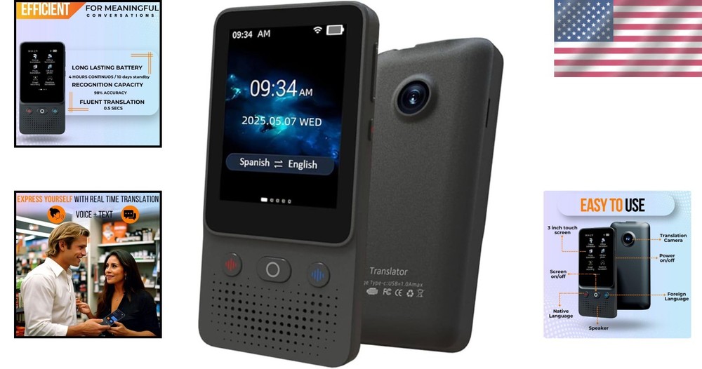 Voice & Text Bidirectional Language Translator Device - 138 Languages Supported