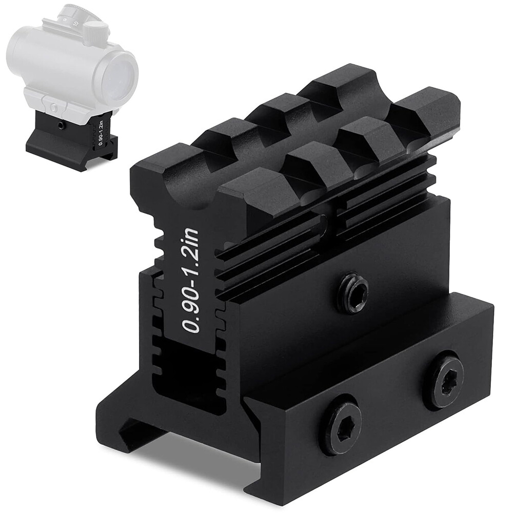 Picatinny Riser Mount Adjustable Height 0.9-1.2in Lockdown Series 3 Slots Raise