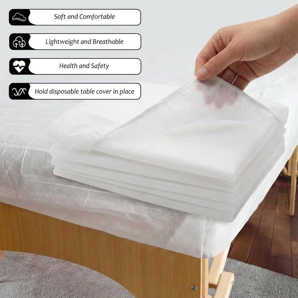 30PCS Disposable Fitted Massage Table Sheets with Elastic, Heavy Duty Elastic...