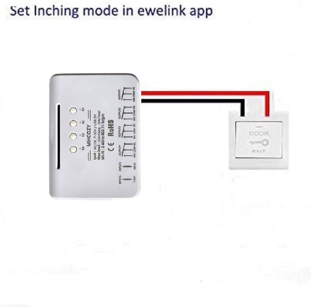 MHCOZY 4CH Wifi RF Wireless Switch Relay,Inching Self-Locking Interlock Mode,Fo