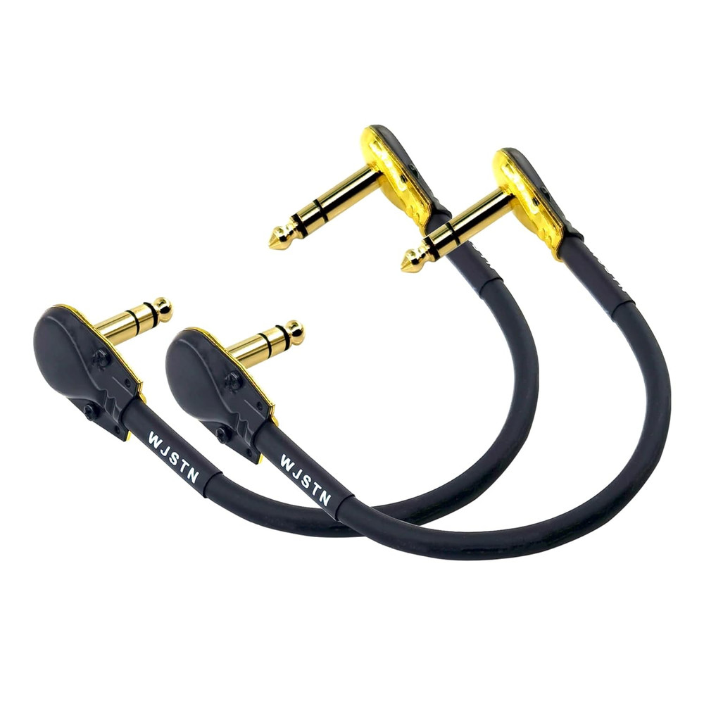 1/4 Inch Right Angle TRS Stereo Dual Channel Guitar Flat Patch Cable Low Profile